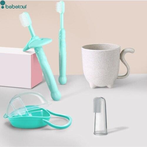 Bebetour Training Toothbrush Teether for Toddlers Kids Tooth Brush Set Mouth Cup