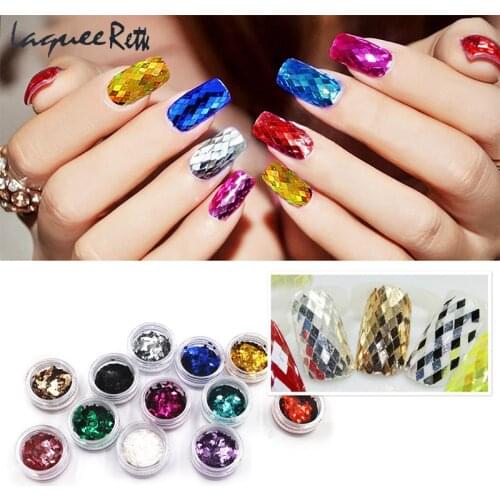 12 Bottles/set Rhombus Nail Glitter Mixed Color Ultrathin Sequins Nails Art Decoration Multi Colors For DIY Manicure Accessories