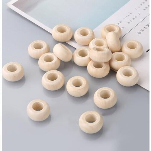 30*15mm Natural Abacus Wooden Beads Loose Spacer Bead Accessories Large Hole Wooden Beads for DIY Handcraft Kids Toys Sets