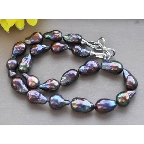 MCT·STAR Z10300 17" 20mm Peacock-Black Drop-Baroque Keshi Pearl Necklace