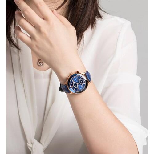 New Fashion Women Luxury Blue Watch Ladies Genuine Leather Strap Female Watches Wrist Watches Waterproof Clock Relogio Feminino
