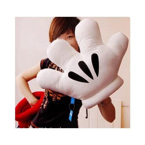 40-50cm Child and Adults Plush Gloves Mickey Mouse Hand Puppet Minnie Mouse Big Glove Cartoon Hand Cushion Pillow Cosplay Tool