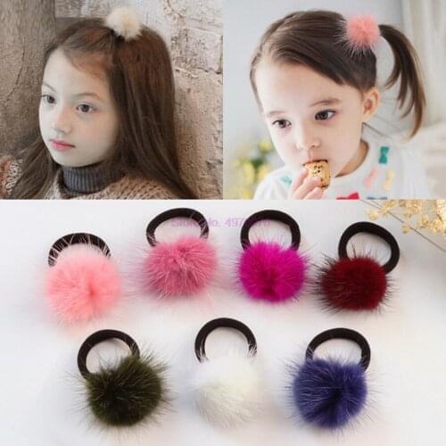 DHL 500pcs Baby Girl Gum Pompon Elastic Hair Bands Ball Scrunchy Children Lovely Rubber Headbands