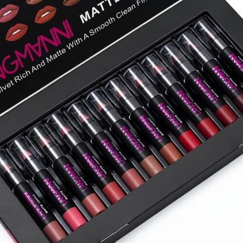 Long Lasting Moisture Cosmetic Makeup Lipstick Set 12pcs/set Non-Stick Cup Waterproof Matte High Value Lipstick Moisturizing