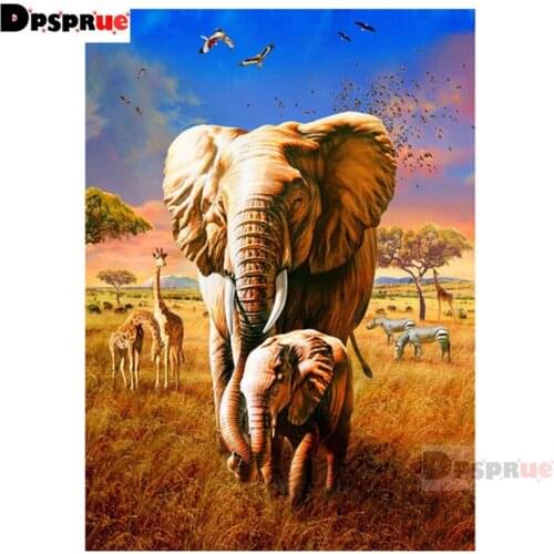 Dpsprue Full Square/Round Diamond Painting Cross Stitch Diamond 3D Embroidery Elephant DIY 5D Moasic Home Decor Gift Pu103