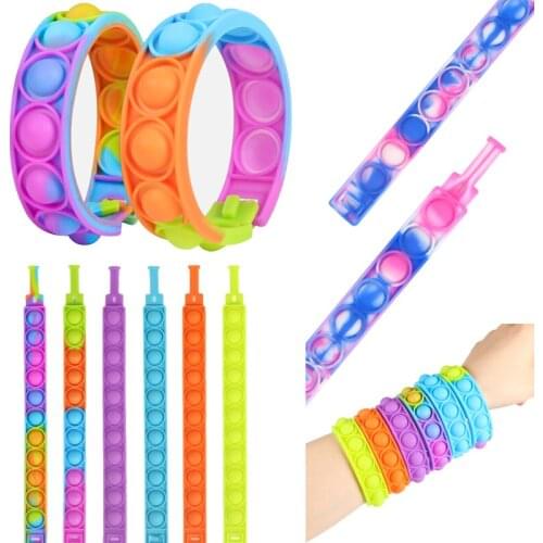 Pops bubble its simple dimple toy fidget anti stress relief colorful bubble bracelet anxiety sensory for autism adhd children