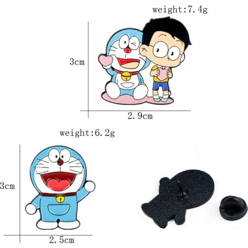 Classic Anime Doraemon Blue Cat & Nobita Metal Brooch Enamel pin Men Women Collar Lapel Pin Backpack Bags Badge Brooches&Pins