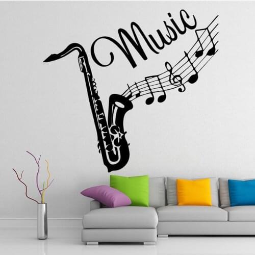 Creative Trombone Musical Instrument Wall Sticker Kids Bedroom Removable Vinyl Fashion Music Wall Decal Self Adhesive Wallpaper