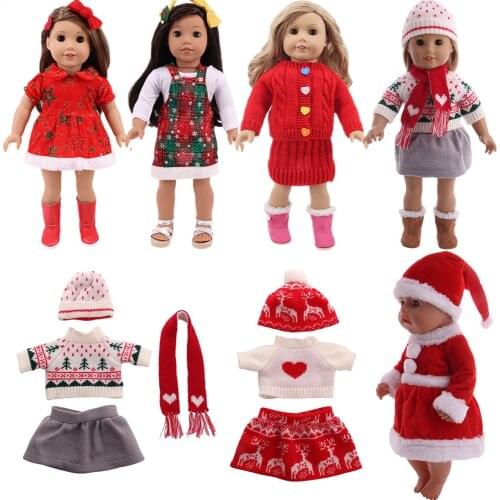 Doll Clothes Red Autumn And Winter Warm Suit For 18 Inch American Doll Girls & 43 Cm New Born Baby Item.Christmas Gifts For Girl