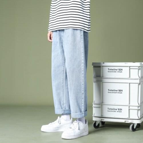 Summer Wide-leg Jeans Mens Fashion Retro Harajuku Jeans Men Streetwear Loose Hip-hop Straight-leg Denim Trousers Mens S-2XL