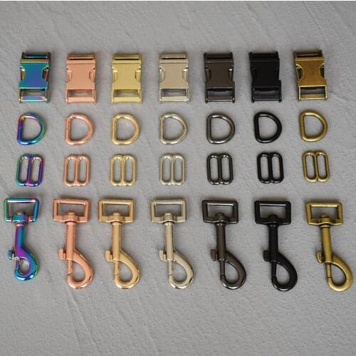 50 sets 15/20/25mm Metal Straps Slider D Ring Release Belt Buckle For Dog Collar Paracord Sewing Accessory Strong Hardware 4s8