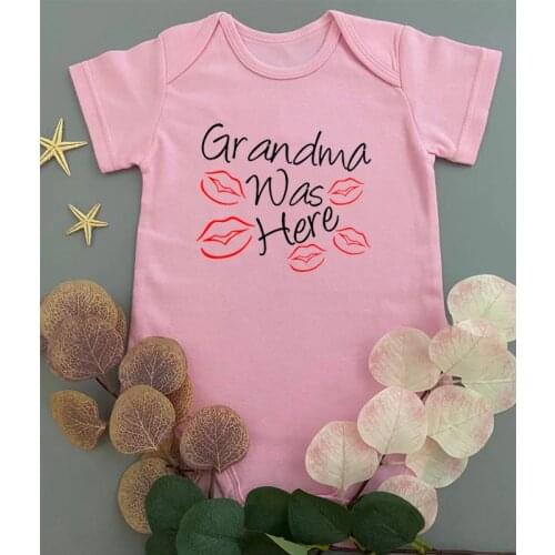 Grandma Was Here Print Fashion Newborn Baby Bodysuits Summer Short Sleeve 100% Cotton Infant Boys Girls Toddler Jumpsuits