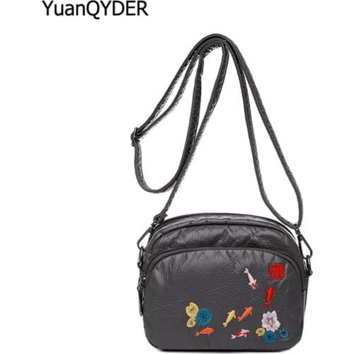 Fashion Embroidery Designer Ladies Shoulder Bags Casual Solid Color Mini Women Messenger Bag High Quality Leather Travel Bags