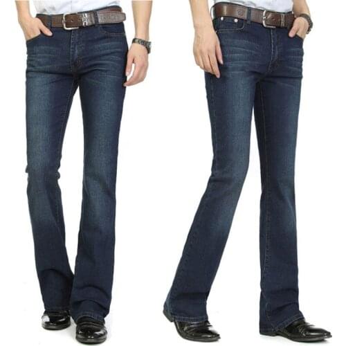 Jeans Men New Mens Dark Blue Micro Horn Jeans Korean Slim Micro Pants Mens Jeans Size 26-38 40