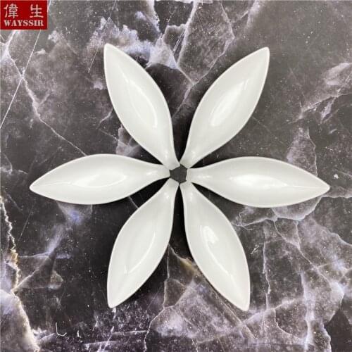 6pcs Set Boat Shaped Spoon Dinner Snack Sauce White Porcelain Dish Hotel Breakfast Buffet Ceramic Wasabi Tableware Oil Dispenser
