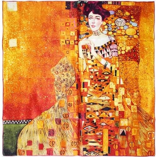 Brand New 100% Silk Scarf Classic Artist Gustav Klimt kiss Abstract Oil Painting Womens Wraps Scarves Square Scarves