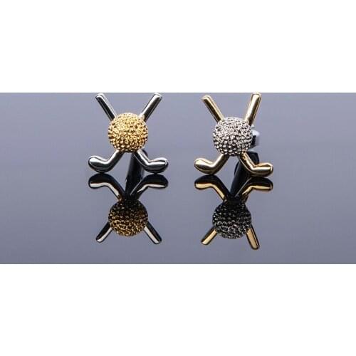 Wholesale wedding golf ball cufflinks for mens cufflinks and tie clips set fashion cuff links for men copper quality