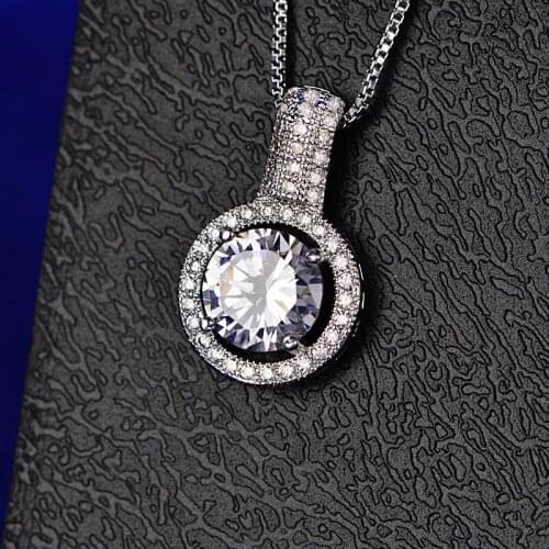 Classic Jewelry Necklace Women Round Cubic Zirconia Stone Necklaces Pendants Temperament Bridal Wedding Engagement Colar Bijoux
