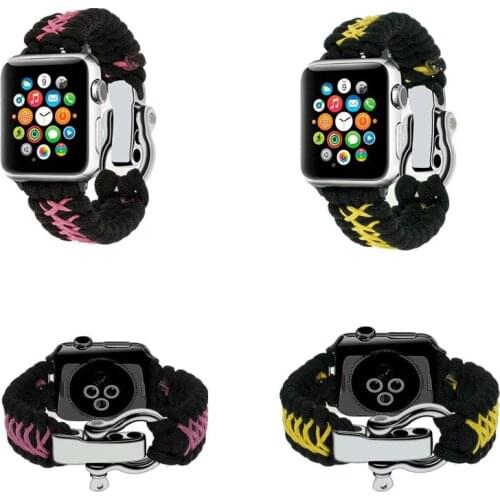 Paracord Survival dual color Bracelet For iWatch strap 4 3 2 1 38 42 Nylon Rope band for Apple Watch strap Series SE 6 5 44mm 40