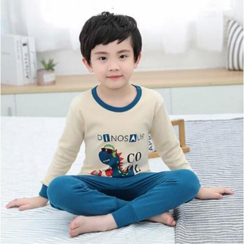 Boys Girls Pajamas Autumn Long Sleeves Childrens Clothing Set Sleepwear Cotton Pyjamas Suit For Kids T Shirt Pants Nightwear