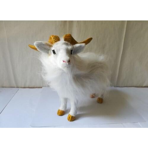 Plastic&fur white goat hard model about 19x16cm simulation sheep stage prop craft home decoration toy gift w0226