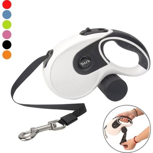 5M Retractable Dog Cat Leashes With Poop Bag Dispenser Automatic Extending Pet Leash Rope Puppy Cats Leash Walking Accessories