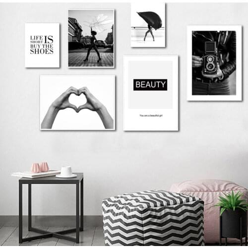 Modern Fashion Black and White Canvas Wall Art Retro Vintage Posters On The Wall Frameless Painting for Interior Home Room Decor
