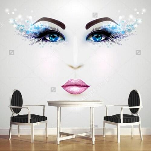 Custom modern Wallcoverings,face with glamour makeup,3D photo for guest barber shop store background wall waterproof wallpaper