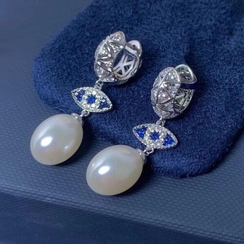 SLJELY Fashion Real 925 Sterling Silver Evil Eye Hoop Earrings with Pearls Zirconia Stones Women April New SYMBOLE Fine Jewelry