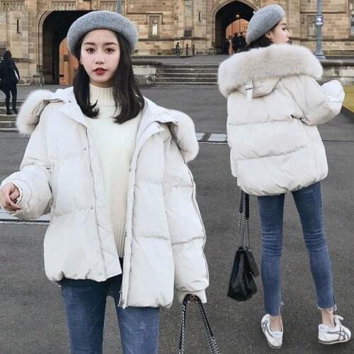 Winter cropped woman parkas coat pink cotton padded faux fur hood coats and jackets women thick warm plus size ladies clothing