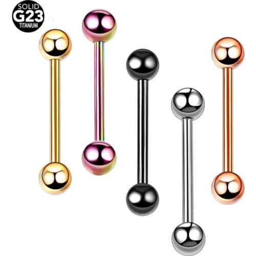 1PC G23 Titanium Tongue Piercing 14G Anodized Titanium Piercings Langue Rings Barbells Helix Ear Piercing Body Jewelry