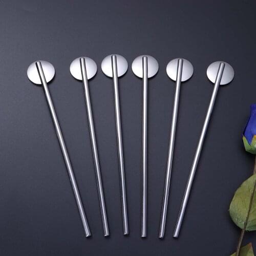 10Pcs/Pack Stainless Steel Round Shape Metal Drinking Spoon Straw Reusable Straws Cocktail Spoons Set Cocktail Spoons Filter Set