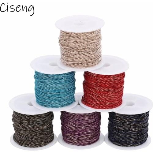 10yards/lot 1.5mm Copper Colorful Chain Gold Side Chains for DIY Jewelry Accessories Making Findings Supplies Wgolesale