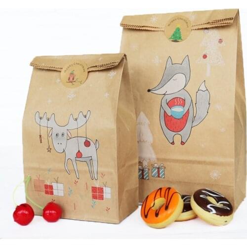 13pcs Christmas Bags Treat Kids or Guests Gift Bag with Christmas Tree Sticker Candy Packing Novel Decoration Merry Xmas Natal