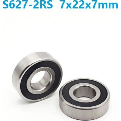 20pcs ABEC-5 S627RS S627-2RS 7*22*7mm Stainless Steel ball bearing Stainless Steel Miniature Deep Groove Ball bearing 7x22x7mm