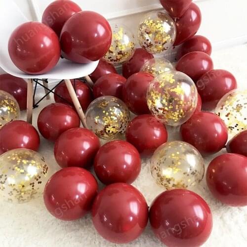 20pcs ruby red balloons gold rose gold confetti balloons metal gold balloons chrome metal latex balloons wedding birthday party