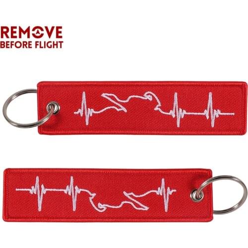 20 PCS Fashion Trinket Biker Heartbeat Keychain for Motorcycles and Cars OEM Key Chains Embroidery Key Fobs Jewelry Keyrings