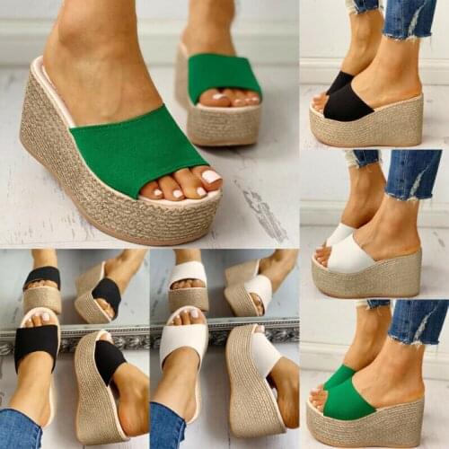 2021 Hot Womens Platform Peep Toe Sandals Wedge Heel Flip Slippers Shoes Hot