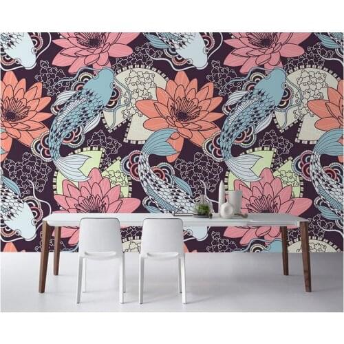 3d wallpaper 3d murals wallpaper for walls 3 d Modern decorative pattern carp flowers seamless wall paper bedroom decoration