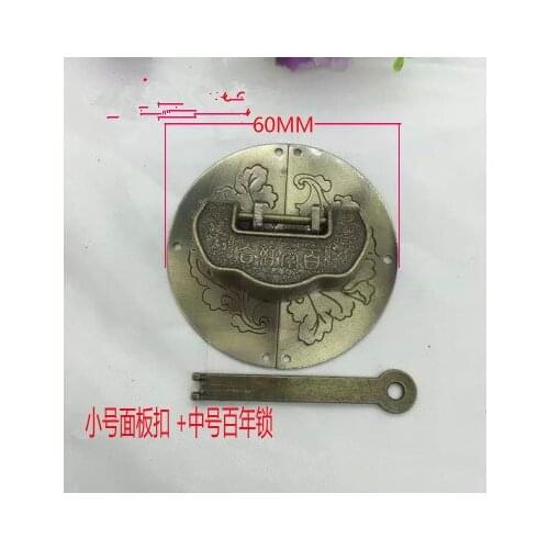 A02 Antique wooden box buckle + zinc alloy lock "cross lock button box gift box DIY supplies