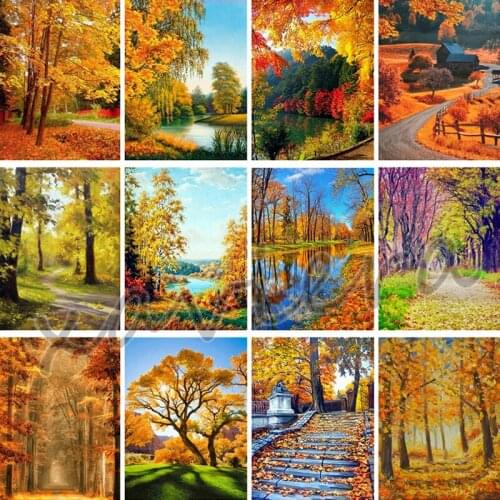 Xaviera 5D Diy Diamond Painting Full Square Drill Autumn Landscape Embroidery Mosaic Cross Stitch Picture of Rhinestones Decor