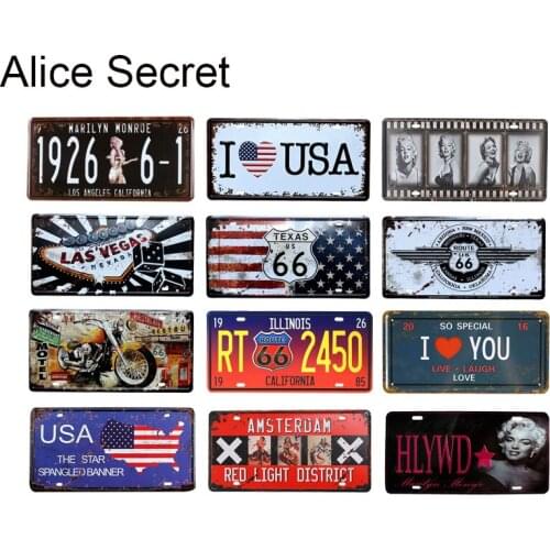 USA Car No Metal License Plate Vintage Home Bar Decor Metal Tin Sign Hotel Pub Garage Decoration Wall Metal Sign Poster Plaque