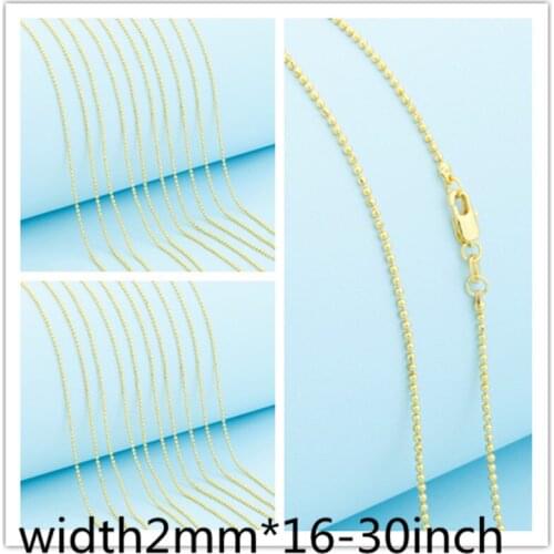 Promotion Wholesale Gold Filled Necklace Fashion Jewelry 2MM BEADS BALL "16-30" Inches Pendant Chain Lobster clasp