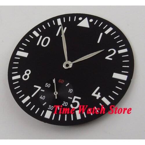 38.9mm black sterial dial silver hands watch Dial fit 6498 hand winding Movement (Dial+hands) D61