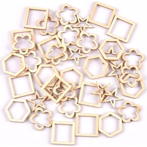 Wooden Crafts mixed hollowed Shape For Arts Scrapbooking Embellishments DIY handicraft Decoration Wedding Decor 50pcs mt2567