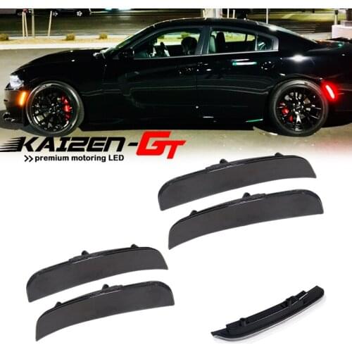 Smoked/Clear Lens Front Amber Rear Red LED Car Sidemarker Lights For 2015-2021 Dodge Charger Fender Side Marker Light Error Free