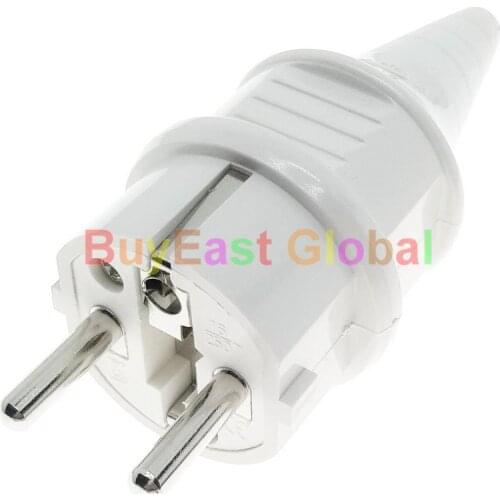 EU Schuko German French Type F Rewireable AC Power Plug AC100~250V 16A White Color
