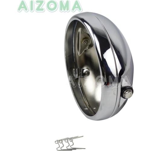 Chrome Motorcycle 7 inch Retro Headlight Cover Housing Steel for Kawasaki Honda Yamaha Suzuki 7'' Headlamp Mount Bucket Shell