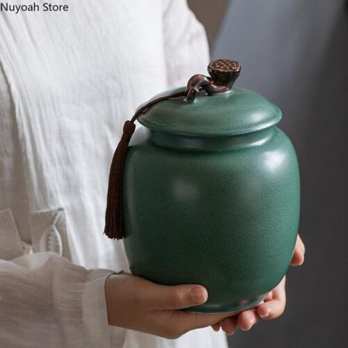 Ceramic Airtight Tea Cans Moisture-proof 1800ml Green Tea Tea Cans Large-capacity Storage Cans Home Decoration Accessories