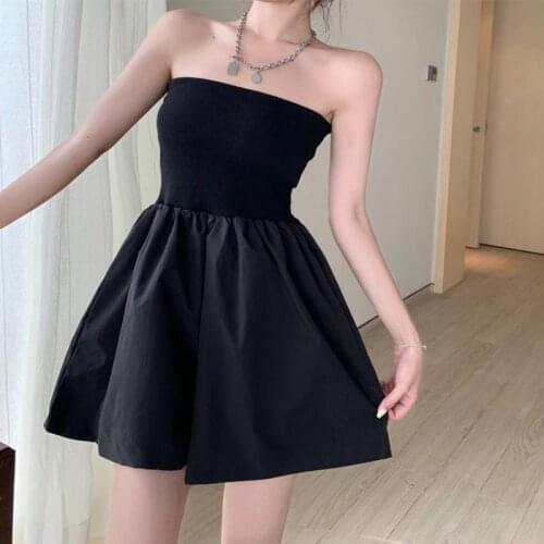 Playsuits Chic Slim Korean Fashion Joker Strapless Conjoined Divided Mini Pants 2021 Summer Women Clothing Beach Holiday Style